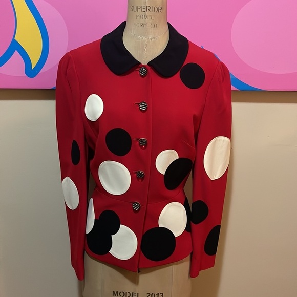 Moschino Cheap and Chic Red Polka Dot Blazer Jacket The Nanny - Picture 2 of 14